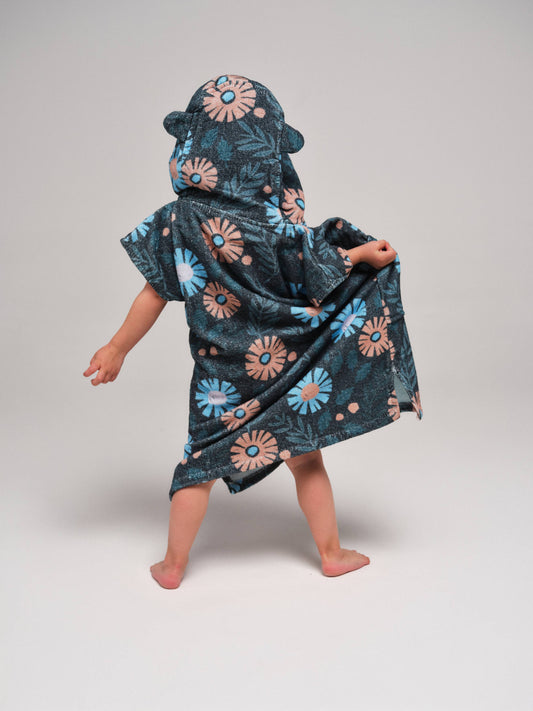 Baby Poncho - Floral Blue 2-6 ans