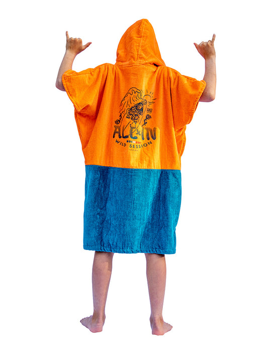 Poncho enfant 6 à 9 ans - Tigre Orange / Navy