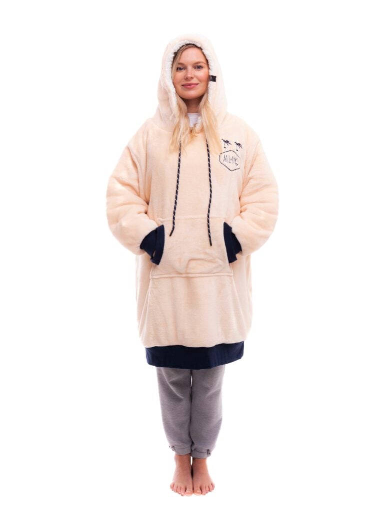 Poncho plaid beige rose