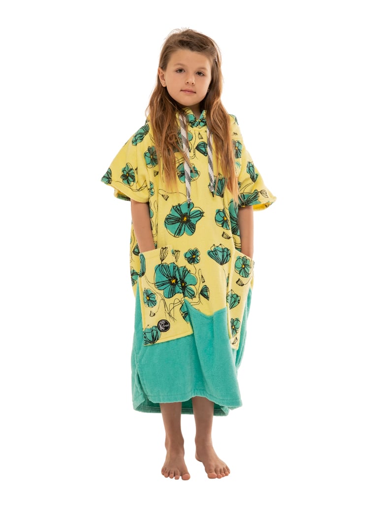 Poncho surf fille COQUELICOT /AQUA