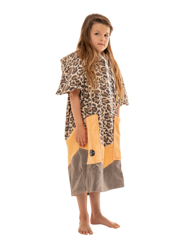 Poncho surf enfant LEOPARD BEIGE côté
