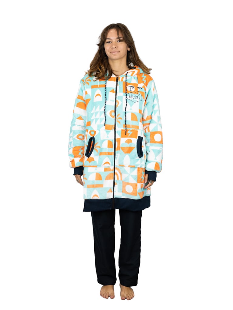 Poncho plaid avec l'imprimé "B-GIRL"